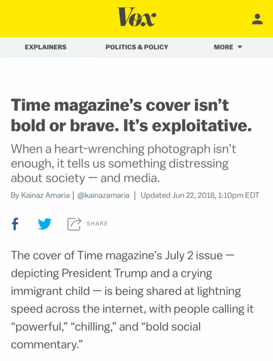 《时代》骨肉分离封面震撼世界 结果却是造假？