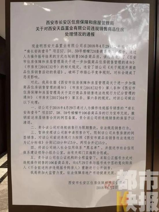 西安“摇号内定”涉事楼盘又准备摇号了 106套问题房源再发售