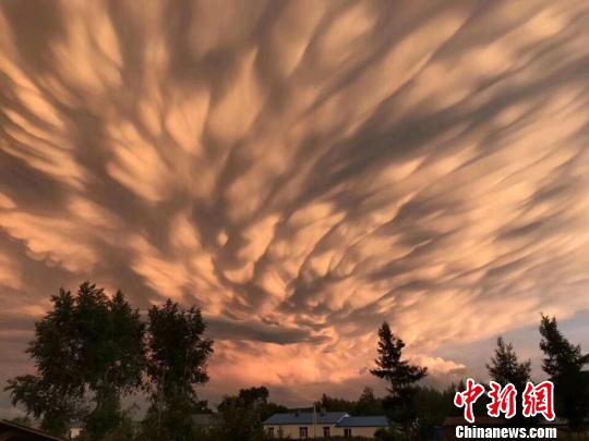 内蒙古扎兰屯市雨后出现壮观乳状云