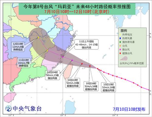 台风红色预警发布“玛莉亚”将以强台风级直接登陆闽浙