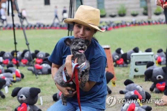 动物保护组织的负责人和文在寅爱犬Torry现身大会