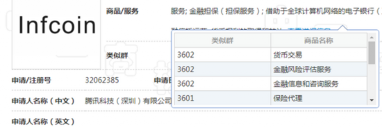 腾讯申请infcoin商标