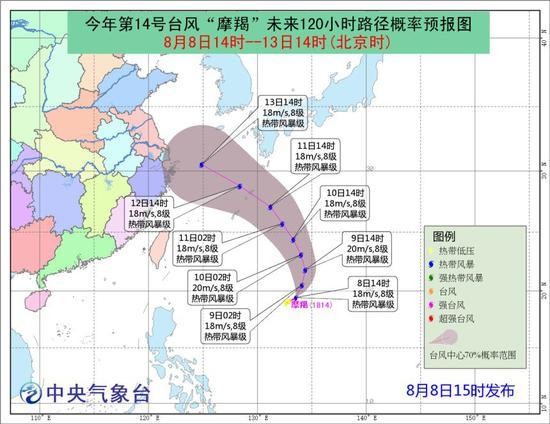 今年第14号台风摩羯生成 预计周六夜间入东海东