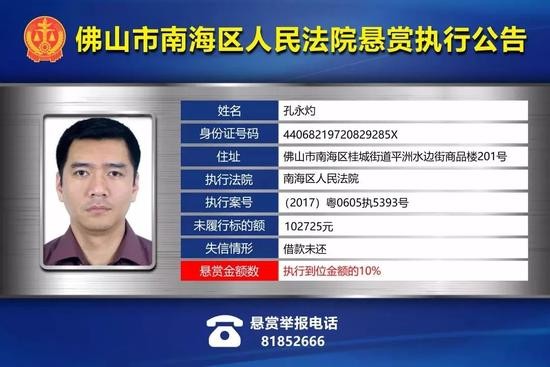 广东一法院悬赏一批老赖 举报最高奖励170万元