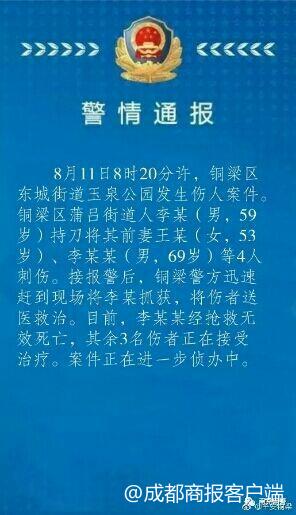 四川一男子被传持刀刺4人 警方:谣言 发生地为重庆