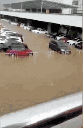 △8月11日 广东珠海机场周边车辆被困水中