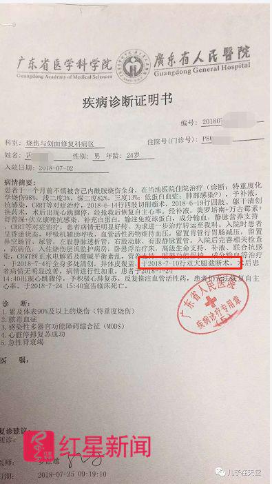  ▲广东省人民医院疾病诊断证明书   受访者供图