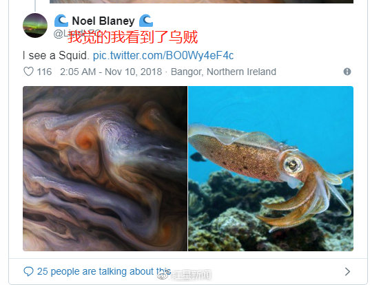 NASA公布的木星照片被网友戏称像乌贼