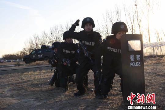 图为廊坊特警支队突击队进行演练。　宋寿涛 摄