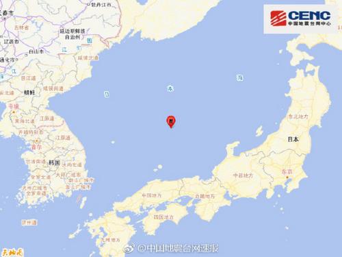 日本海发生5.0级地震震源深度380千米