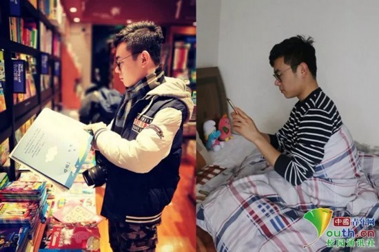 图为河北大学学生芦猛春节回家前后的对比照。他说:“回家前是个文艺小青年,相机,咖啡,图书馆;回家后不洗脸不洗头,手机,零食,暖被窝。寒假生活过得日渐油腻,可能就是家带来的安全感吧。不过,假期过半,也该做出一些改变啦。”本人供图