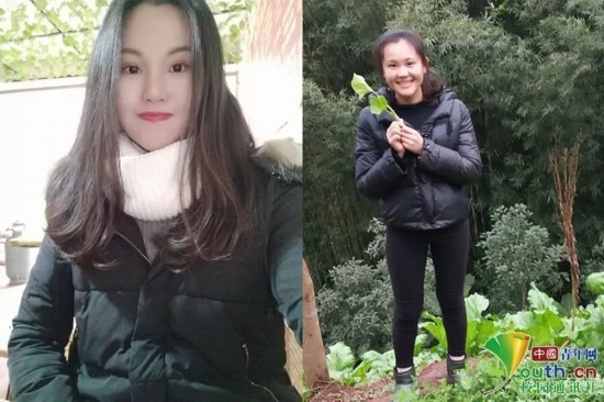 图为贵州工程应用技术学院学生袁忠鸿春节回家前后的对比照。她说:“卸掉一身繁华,回到家做最轻松的自己,感受最自然的亲情。”本人供图