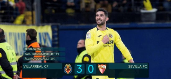 比利亚雷亚尔大胜塞维利亚_西甲-10人皇马2-1皇家社会4连胜领跑_西甲第24轮赛果