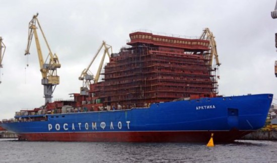 资料图片：在建中的俄罗斯“北极”号核动力破冰船。（图片来源于网络）
