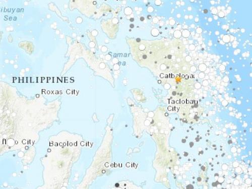  菲律宾萨马岛附近发生6.6级地震。（图片来源：美国地质勘探局网站截图）