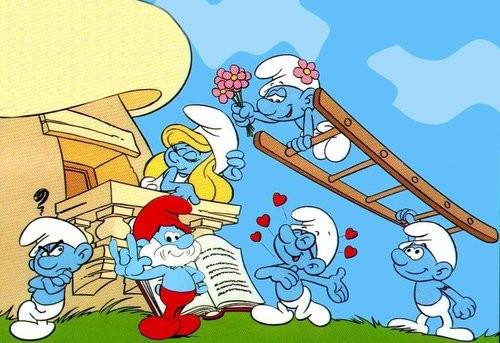 蓝精灵一家的动画形象(资料图片)