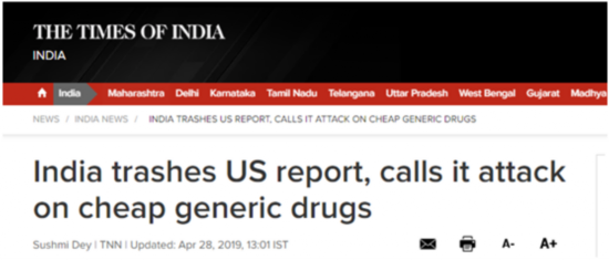  《印度时报》报道截图