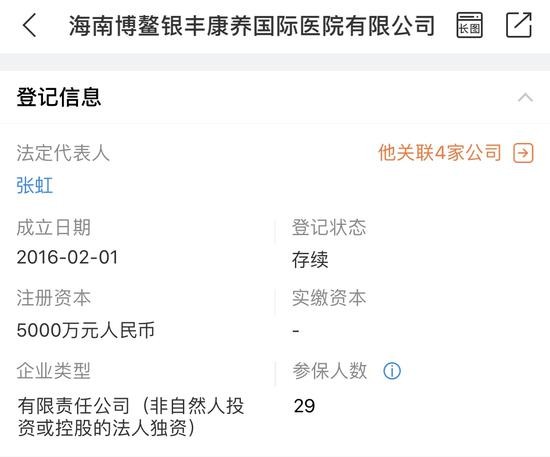 银丰康养医院相关信息 来源：企查查