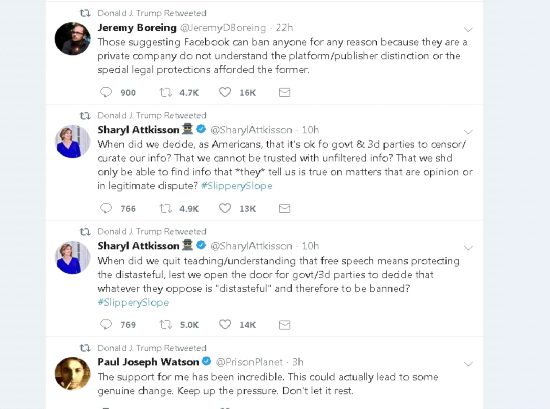  特朗普转发的推文截图