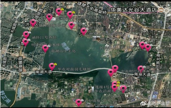 图1 污水排口整改滞后，南湖环湖污水排口众多