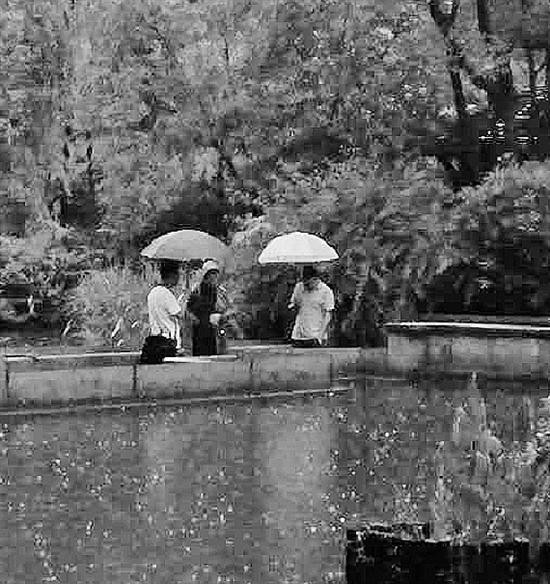 工作人员正在勘察现场。蓝震 摄