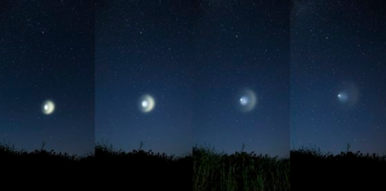 韩国男子8日拍下的不明发光体（《中央日报》）