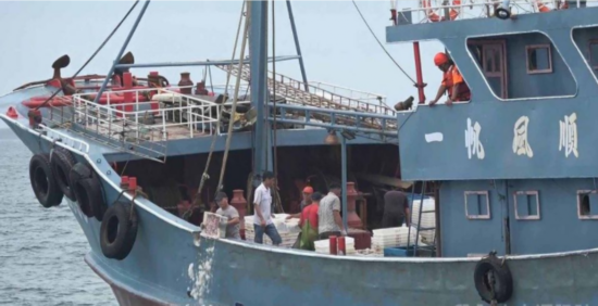 澎湖海巡队扣押&ldquo;闽丰渔00658号&rdquo;大陆渔船。（图源：台媒）