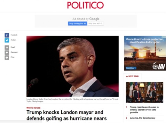 （&ldquo;Politico&rdquo;报道截图）
