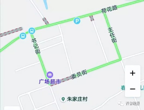 网上地图显示村内"书记街""主任街""委员街"的路名.