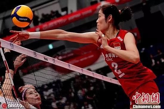 资料图:朱婷在世界杯第一轮比赛中扣球。图片来源:ICphoto
