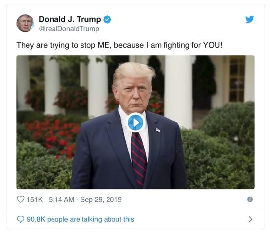 特朗普推特截图。