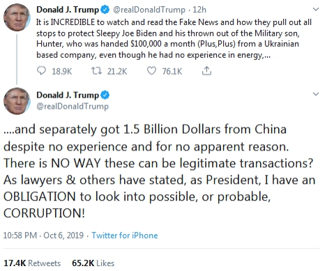 特朗普推特截图