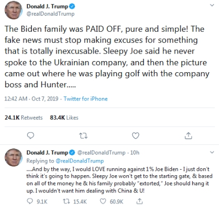 特朗普推特截图