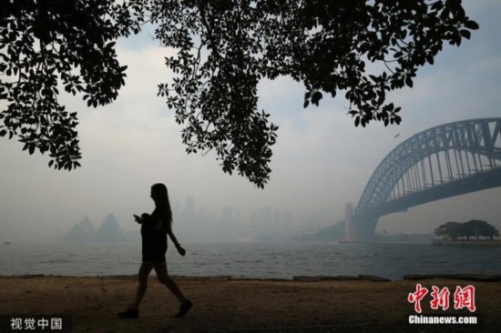 图为当地时间2019年11月21日，澳大利亚新南威尔士悉尼，澳大利亚多地遭林火侵袭。 图片来源：视觉中国