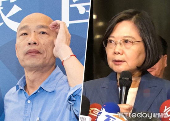 韩国瑜、蔡英文。（图片来源：台湾&ldquo;东森新闻云&rdquo;）