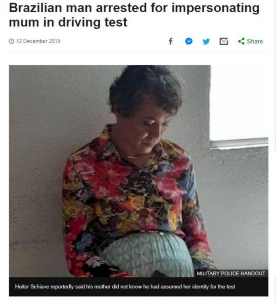 图为扮成女装的巴西男子海特。图片来源：英国广播公司网站报道截图。