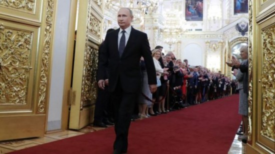 2018年5月7日,普京在克里姆林宫出席第四个总统任期就职典礼。(路透社资料图片)