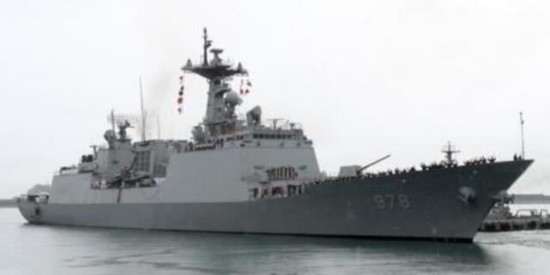 韩国&ldquo;王建&rdquo;号驱逐舰（来源：韩联社）