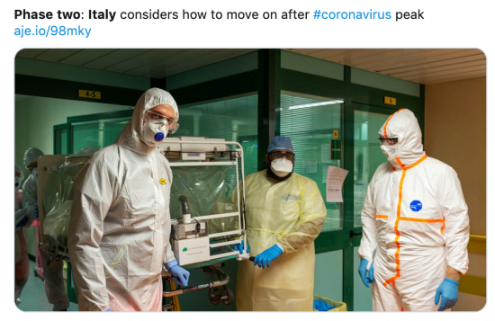 意大利考虑进入“第二阶段”。/半岛电视台报道截图