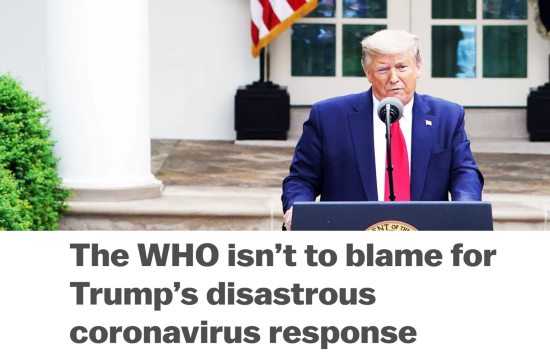 △美国知名新闻评论网站Vox表示,世卫组织不该为特朗普的灾难性抗疫举措承担后果