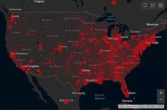  △美国疫情地图