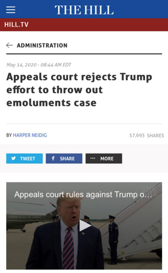 △《国会山报》报道,美国第四巡回上诉法院以9比6裁定重启诉讼案