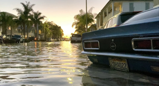 巨浪|美国洛杉矶纽波特比奇遭巨浪冲击 不少街道被淹没