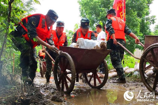 护堤|湖北长湖水位连续超保 武警官兵紧急护堤