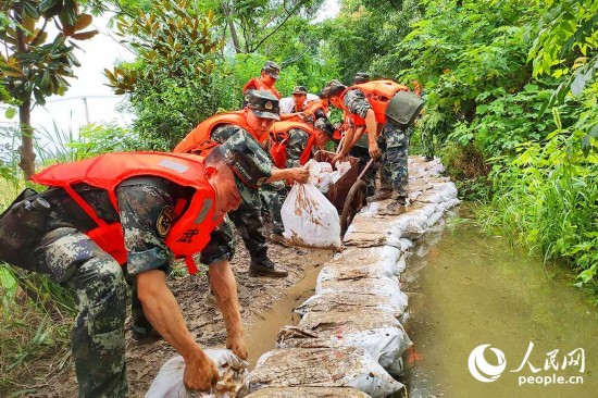 护堤|湖北长湖水位连续超保 武警官兵紧急护堤