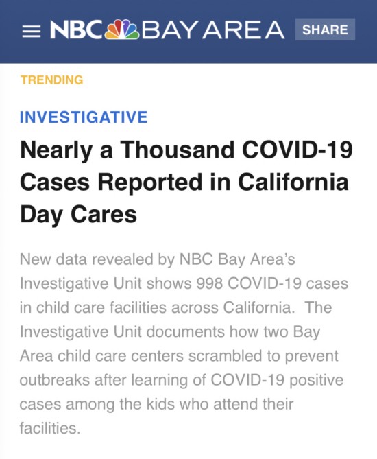 新冠|美国加州幼儿园报告近千例新冠肺炎确诊病例
