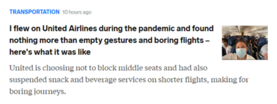 美联航|美国记者疫情期间体验美联航:空喊防疫口号 试图迷惑乘客