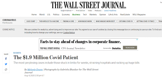 医院|他治疗新冠肺炎的账单是1881500……美元！