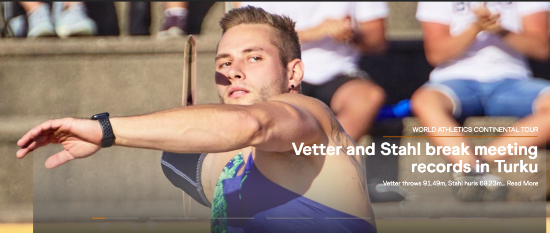 两名男标枪选手打破图尔库站赛会纪录。