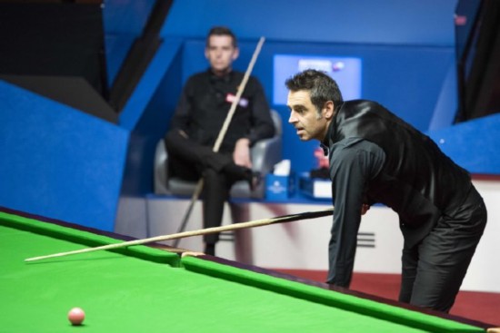 奥沙利文在比赛中。图片来源:Benjamin Mole/WST。